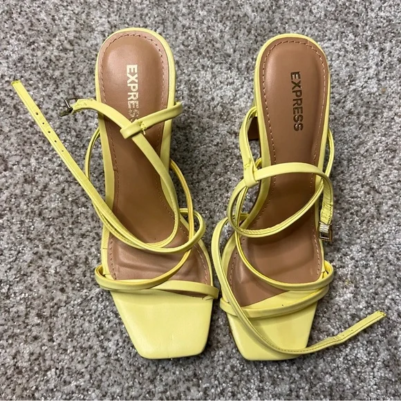 Express Yellow Heels Strappy Sandals - Picture 3 of 8